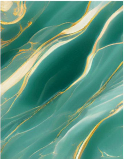 Luxury Golden Emerald Agate marble texture with mint green fluid waves and delicate gold veins for high-gloss PVC UV wall panels and hotel feature walls.