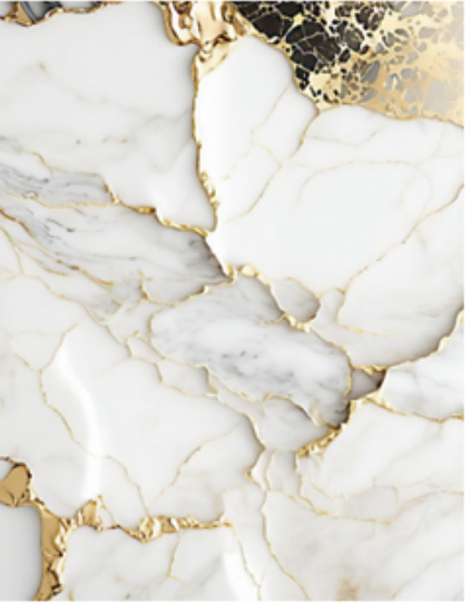 Luxury Golden Vein Carrara white marble texture for high-gloss PVC UV wall panels, elegant interior wall cladding for high-end residential and hotel projects.
