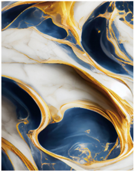 Luxury Royal Blue Gold marble texture with white and flowing golden veins for high-gloss PVC UV wall panels and hotel feature wall decor.